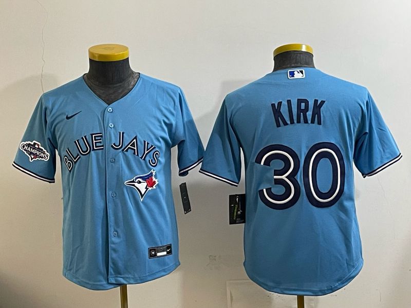 Youth 2025 Nike Toronto Blue Jays #30 Kirk Light Blue Game MLB Jersey 04